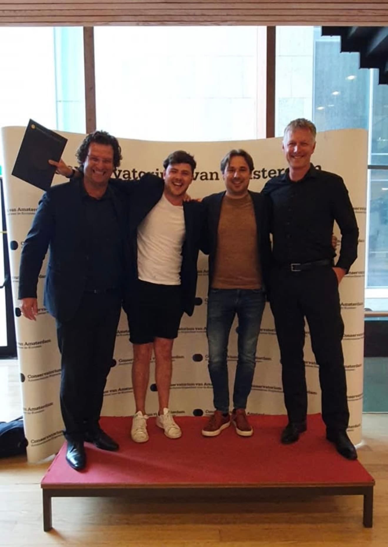 Víctor with professors at the Conservatorium van Amsterdam graduation