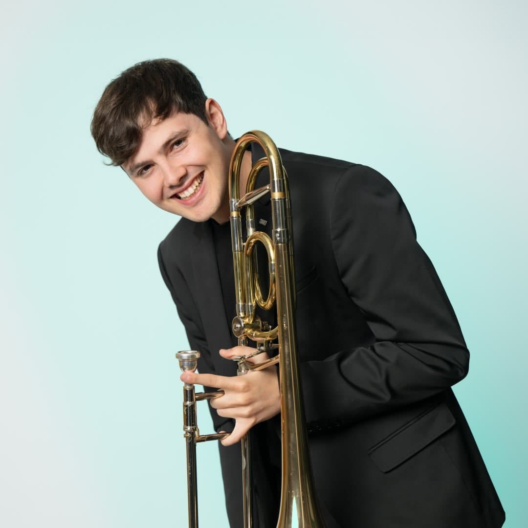 Victor Alegria, Principal Trombone of the Helsinki Philharmonic, with his trombone